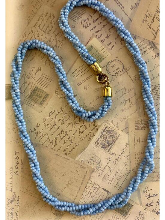 Jewelry - Charming Light Blue Beaded Necklace with Gold Clasp - Perfect Everyday Accessory